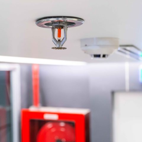 Fire Sprinkler, focus at selective, Fireplace in the office for